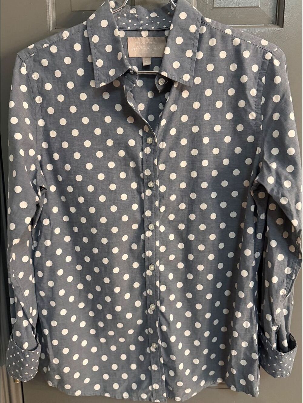 Banana Republic Soft Wash Polka Dot Button Down Shirt Blouse Sz M